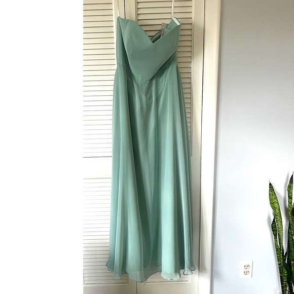 After Six- Sage green floor length chiffon dress - Picture 3 of 8
